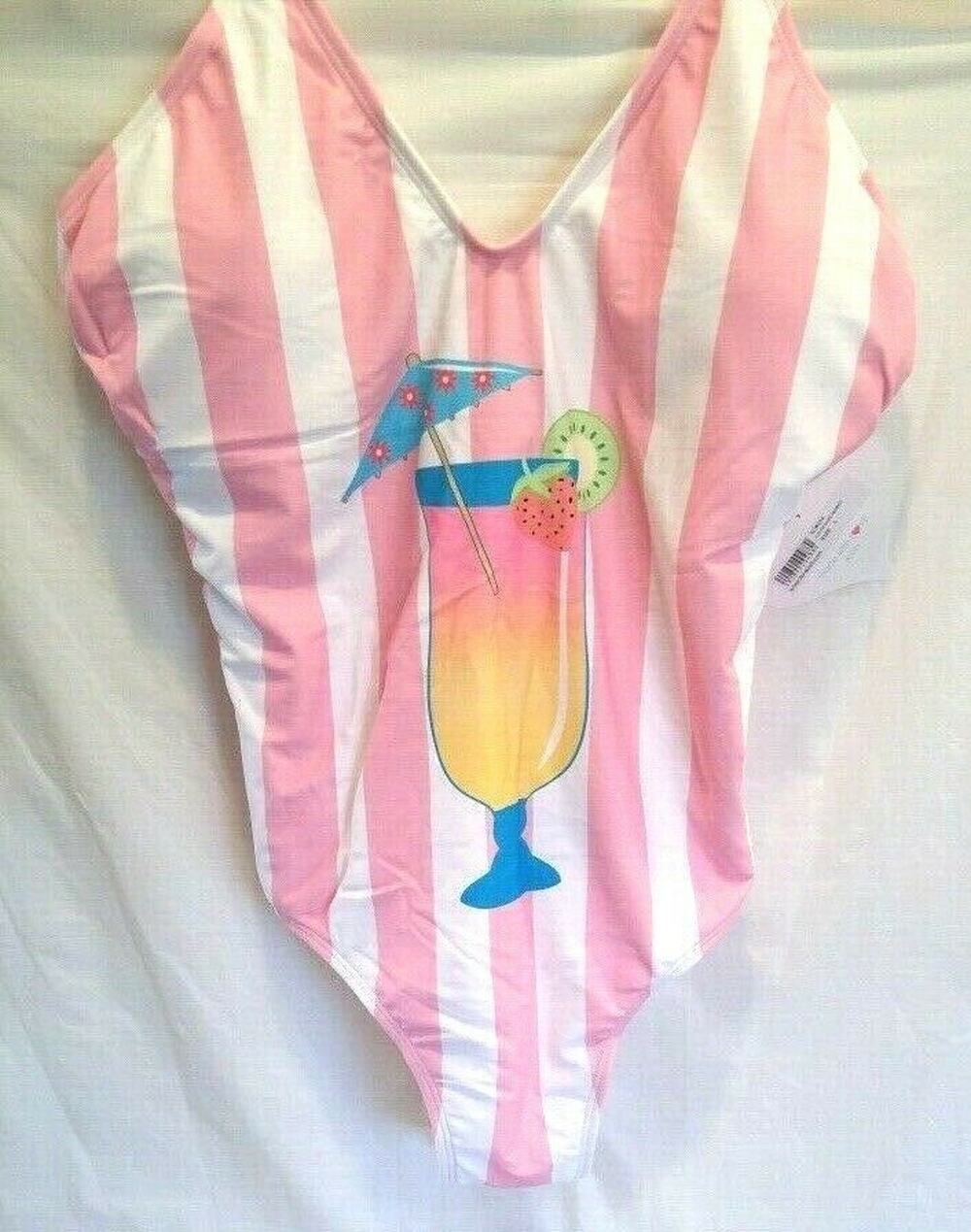 Womens LARGE  Swimsuit One Piece Tank Tropical NEW